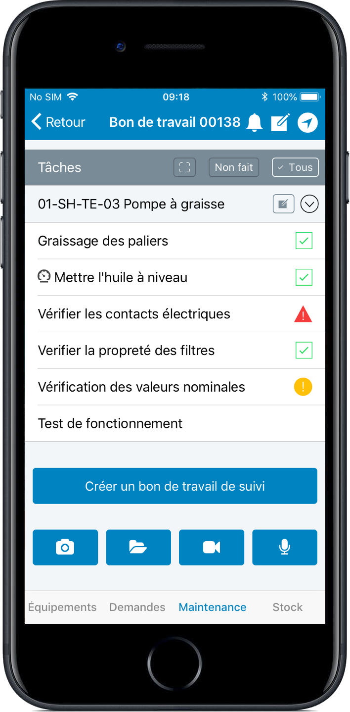 Tâches de maintenance